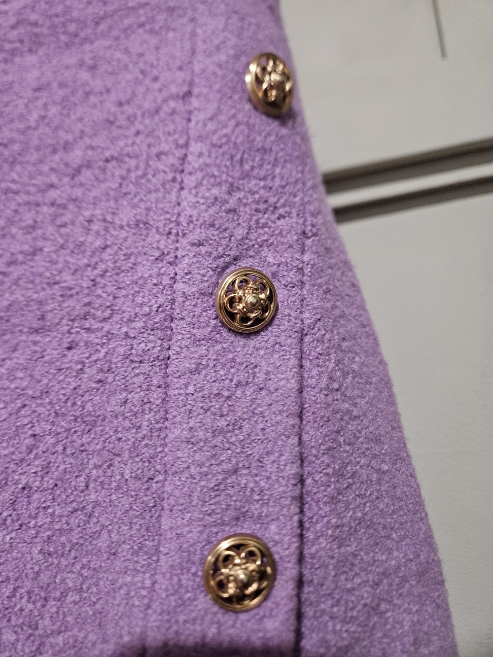 Zara Limited Edition Lilac Wool Blend Tweed Mini Skirt Gold Button Detail Size S - Picture 13 of 16